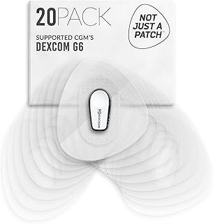 NOT JUST A PATCH CGM Sensor Patches for Dexcom G6 (20 Pack) - Durable Protection for 10-14 Days - Clear Transparent Pre-Cut Dexcom G6 Adhesive Patches