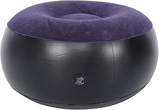 Inflatable Flocking Chair, Blue Inflatable Chair Footrest Indoor Outdoor for Home for Travel