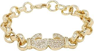18K Belcher Bracelet With Stones, Luxury Finish and Detailing 18K Real Gold Plated Jewellery for Ladies,Women