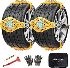 Snow Chains for Cars Ninonly 8Pcs Reusable Snow Chains for Tyres Universal Emergency Car Wheel Anti-Skid Chain for Vehicle Car Truck SUV fit Tyre Width 165mm - 265mm Yellow