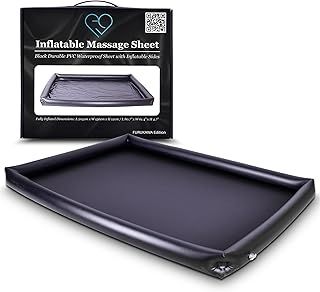 EROTICGEL Inflatable Nuru Massage Sheet with Inflatable Sides | Black Durable PVC Waterproof | 205cm x 156cm x 12cm | Protection Against Oil, Water-based, and Silicone-based Products