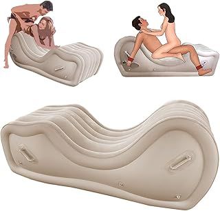 Inflatable Sex Sofa Chair with Automatic Air Pump, Yulike Sex Bondage Furniture for Couples BDSM Games, Adult Sex Toys Ramp Cushion Pillow for Women Sexual Pleasure, Khaki