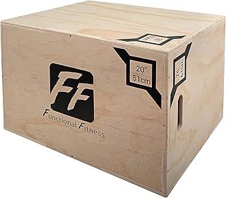 FunctionalFitness Wooden Plyo Box – 3 in 1 – Ideal For Cross Training – 20" 24" 30" (51cm 61cm 76cm) Plyometric Jump Box Plyobox