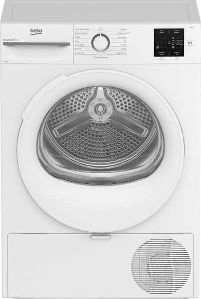 Beko BM3T3823W 8kg Heat Pump Tumble Dryer With Sensor Programmes, Slim Depth - White - A++ Rated, H84.6 x W59.8 x D54.5 (cm)