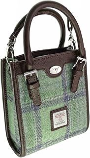 Glen Appin Harris Tweed 'Keltie' Tall Mini Tote Handbag With Removable Shoulder Strap (139 Green Stewart)