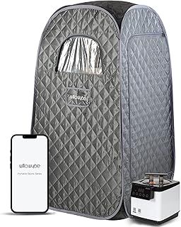 WILLOWYBE Portable Steam Sauna, Personal Home Spa Room With Bluetooth, Steamer, Sweat Tent, Foldable Sauna Chair, Personal Sauna For Home (Black)