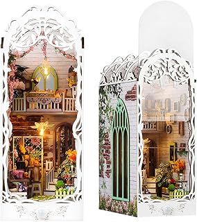 Book Nook Kit, Gardenhouse DIY Dollhouse Booknook, Miniature Doll House, with LED Lights, 3D Wooden Puzzle Kit for 14+ Teens and Adults Building