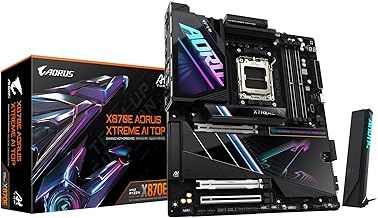 GIGABYTE X870E AORUS XTREME AI TOP Motherboard - Supports AMD Ryzen 9000 Series CPUs, 18+2+2 phases VRM, up to 8800MHz DDR5 (OC), 1xPCIe 5.0 M.2 + 3xPCIe 4.0 M.2, WI-FI 7, 10GbE LAN, USB 4