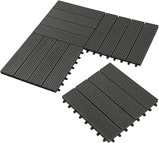 Laneetal 22 Pcs WPC Decking Tiles Light Grey Terrace Decking Wood Plastic Composite Interlocking Flooring Weather Resistant 30 x 30 cm (2 m²)