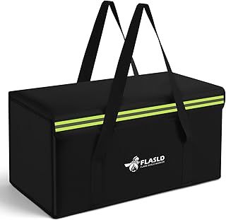FLASLD Large Fireproof Document & Money Bags, Fireproof & Water Resistant Bag, Fireproof Folder Safe Bag for Cash, Valuables & Passport, with Silicone Coating & Zipper Closure, 60x30x30cm