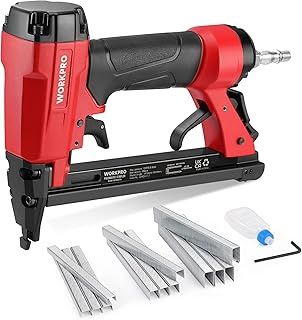 WORKPRO Air Staple Gun with 1884pcs Staples(6mm-16mm), 22GA / Type 7116, Lightweight Pneumatic Stapler with Safety Nose, Ideal for DIY, Decoration, Furniture Making, Upholstery, Woodworking