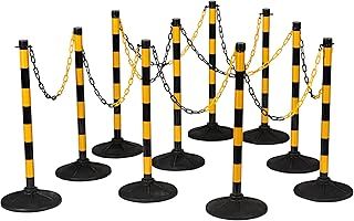 Post and Chain Barrier Kits, Free Standing Plastic Yellow & Black Link Bollards