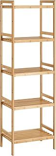 SONGMICS 5-Tier Bamboo Storage Rack for Bathroom, Kitchen, Bedroom, 31.5 x 45 x 142 cm, Natural BCB075N01