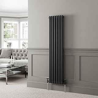 1600 x 380mm Black Traditional Vertical Designer Radiator Double Column Colosseum Cast Iron Style Central Heating Panel Radiators Rad