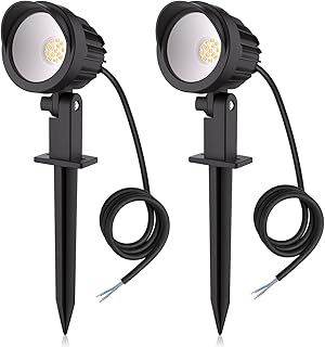 MEIKEE Garden Spot Lights - 7W 500LM Outdoor Spike LED Lights - IP66 Waterproof - Landscape Decorative - Patio Yard Pathway - Cold White - 2 Pack