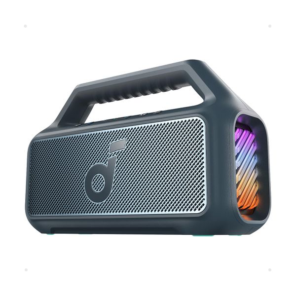 SoundCore by Anker, Boom 2 Outdoor Speakers, 80W, Subwoofer, BassUp 2.0, 24-Hour Battery, IPX7 Waterproof & Floats, LED Light, USB-C, EQ, BT 5.3