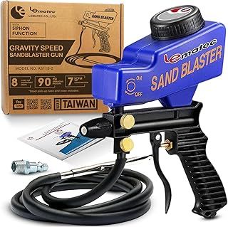 LE LEMATEC Sand Blaster Gun Kit, Rust Remover and Pain Stripper, Continuous Blasting Sandblasting Equipment. AS118-2 Media Blaster