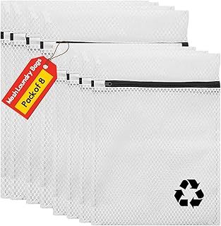 ROHI 8-Pack Mesh Laundry Bags – 4 Large (60x48cm) & 4 Medium (50x38cm) Reusable Laundry Bags for Washing Machine with Zipper –Laundry Mesh Bags for Delicates, Hosiery etc – Ideal for Travel & Storage