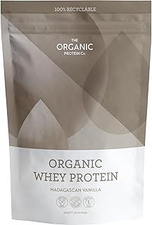 The Organic Protein Co. – Madagascan Vanilla Organic Whey Protein Powder | Additive Free, Undenatured, Bioactive, UPF Free, Emulsifier Free, Primarily Grass Fed, Vegetarian, Gluten Free – 400g