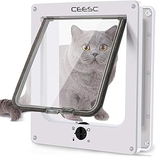 CEESC Extra Large Cat Flap (11.6" x 9.8"), 4 Way Locking Pet Door for Cats & Dogs, Weatherproof, Upgraded Version