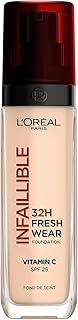 L'Oréal Paris Infallible 32H Fresh Wear Foundation, Full-coverage, Longwear, Weightless Smooth Finish, Water-proof and Transfer-proof, with Vitamin C + SPF 25, 20 Ivory