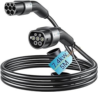 QIAO)) Type 2 EV Charging Cable, 7.4kW 5M 32A Single Phase, Electric Vehicle Type 2 to Type 2 IEC 62196 EV Charger Cable, EVs/Plug-in Hybrid Fast Car Charging Cable with Carry Bag