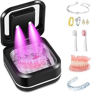 Ultrasonic Retainer Cleaner, Stainless Steel Tank, for Dentures, Aligners, Toothbrush Heads, Jewelry, and Dental Appliances, 42±2KHZ Ultrasonic Cleaner, Low Noise