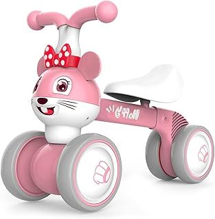 XIAPIA Baby Balance Bike 10-36 Months Toddler Ride on Toys for 1 2 3 Years Old Baby Trike Garden toys 1 st Birthday Gift for Girls Boys Bike Walker No Pedals Christmas Birthday Gift (Pink Mouse)