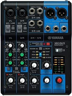 Yamaha MG06X Mixing Console - Compact mixer with 6 input channels, SPX digital effects and D-PRE mic preamps, Black, 11.6 x 10.5 x 4.7 inches