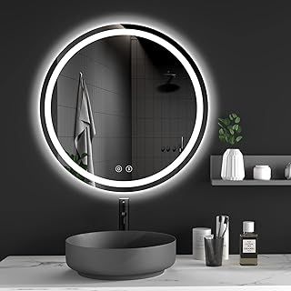 Dripex 500mm Round Bathroom Mirror with LED Light, Illuminated Circle Makeup Vanity Mirror with Demister Pad, Anti-fog, 3 Lighting Modes, Dimmable, Wall Mounted, Front+Backlit, IP44