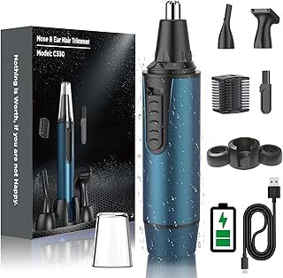 Nose Hair Trimmer for Men 2025 Painless Noses Trimmer Rechargeable Nasal Hair Trimmers for Men,Professional Nose Hair Trimmer with IPX7 Waterproof,Dual Edge Blades for Easy Cleansing