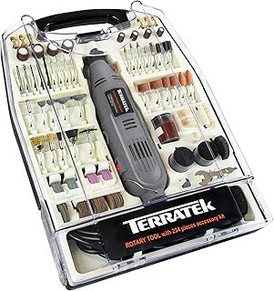 Terratek Corded Rotary Tool 234Pc Accessory Set, 135W Variable Speed 8000-33000RPM, Ideal for DIY Projects, Woodwork, Hobby Craft & Dremel Multi Tool Compatible with Carry Case Included