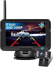 Jansite 【Stable Signal】Wireless Reverse Camera AHD 1080P Reversing Camera with 5 inch Monitor 6 LED Light 170° Wide Angle Reverse Camera Kit for Car Van Caravan IP69 Waterproof DIY Guide Line