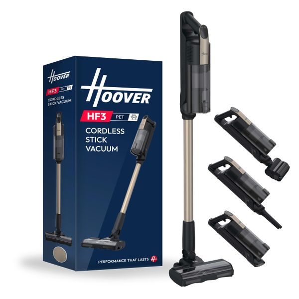 Hoover HF3 Anti-Hair Wrap Cordless Pet 440W, LED Display & Touch Control, 60 Min Runtime, Free-Standing, Double Edge Cleaning with LED Headlight, Crevice Tool, Pet Tool & Wall Mount [HF310P]
