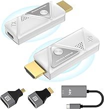 Wireless HDMI Transmitter and Receiver, Wireless HDMI Extender for Streaming Video and Audio from Laptop/PC/Camera to Monitor/Projector/TV, 2.4G/5G HDMI Wireless Transmission, Plug & Play (30m)