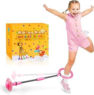 Chridark Ankle Skip Ball for Kids - Foldable Flash Wheel Skip Ball, Outside Game Toys for Kids & Adults, Gift for Boys & Girls Age 5 6 7 8 9 10 Years Old (Pink)