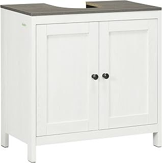 Modern Bathroom Sink Cabinet, Floor Standing Under Sink Cabinet, Freestanding Storage Cupboard with Adjustable Shelf, Double Doors, Antique White