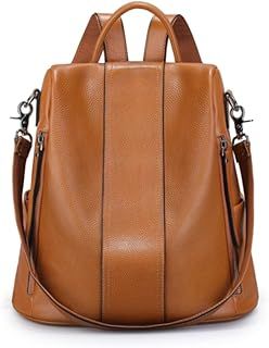 S-ZONE Women Soft Leather Backpack Anti-Theft Purse Ladies Waterproof Rucksack School Bag