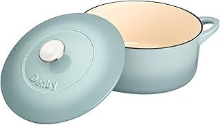 Denby - Pavilion Blue Cast Iron Casserole Dish - Dutch Oven, Oven Safe Pot, Enamelled - 24cm, 4.05L Capacity - Round