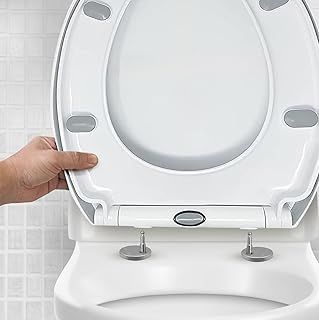 Oval Toilet Seat Soft Close with Quick Release Hinges - Adjustable White Seat for Modern Bathrooms, Durable Anti-Slip Easy-to-Clean and Universal Fit Design for Standard O-Shape Toilets