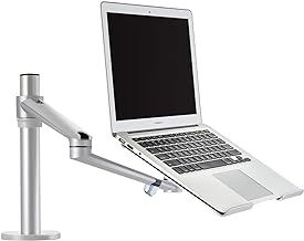 ThingyClub® Adjustable Aluminium Universal Single Laptop Notebook or Tablet Desk Mount Arm Stand Bracket with Tilt and Swivel (Single Laptop - Silver)