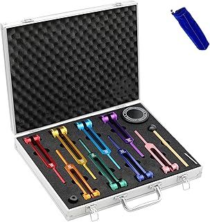 Chakra Tuning Fork Set, Weighted Tuning Forks of 8 Color,7 Chakra and 1 Soul Purpose Tuning Forks for DNA Healing, Sound Therapy, Yoga, Meditation
