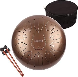 12 Inches 30 CM Steel Tongue Drum-11 Notes C Major Tuned Percussion Instrument-Handpan Drum with Bag, Music Book, Mallets and Finger Picks(Brown)