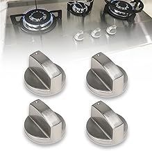4 Pcs Gas Stove Knobs 6MM Universal Cooker Replacement - Oven Switch Control With Adaptors - Metal for Various Ovens With Precise Temperature Control