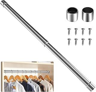 WAENLIR 48cm-80cm Extendable Stainless Steel Wardrobe Rail, Adjustable Clothes Rail Pole With End Sockets.（Scope of application: 50CM-70CM）