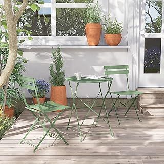 Grand patio Bistro Set 3 Pieces, Garden Furniture Set, Folding 2 Chairs and 1 Table, Weather-Resistant, Patio Table Chairs for Balcony,Yard, Garden (Black)