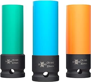 Impact sockets 3 pcs for Aluminium Wheels 17mm 19mm 21mm for Impact Wrenches I Power Socket Wrench Set I Sockets I Impact Socket I 0.5 inch I in Tool case by WIESEMANN 1893 I 80058