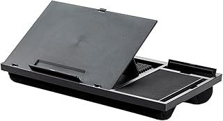 Q-Connect Height Adjustable Laptop Stand with Mousepad and Phone Holder Black