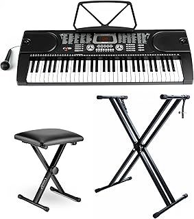 61 Key Electronic MP3 Piano Keyboard Digital Instrument with Music Chair + Piano Stand (61 KEYS 128 TIMBERS)