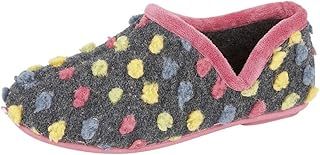 Sleepers Womens Jade Knitted Textile Lightweight Dotted Full Slippers with Rubber Sole Blue